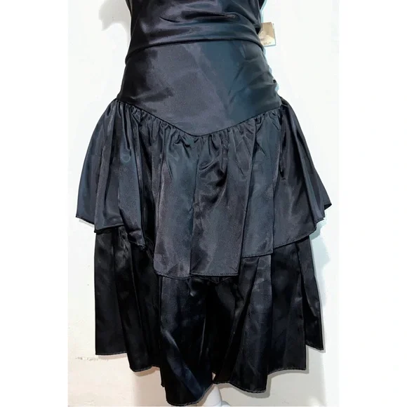 Vintage Black One Shoulder Tiered Dress - Picture 10 of 13